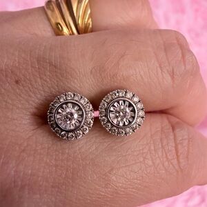 10k Solid Gold 0.50 Carat CTTW Halo Diamond Earrings